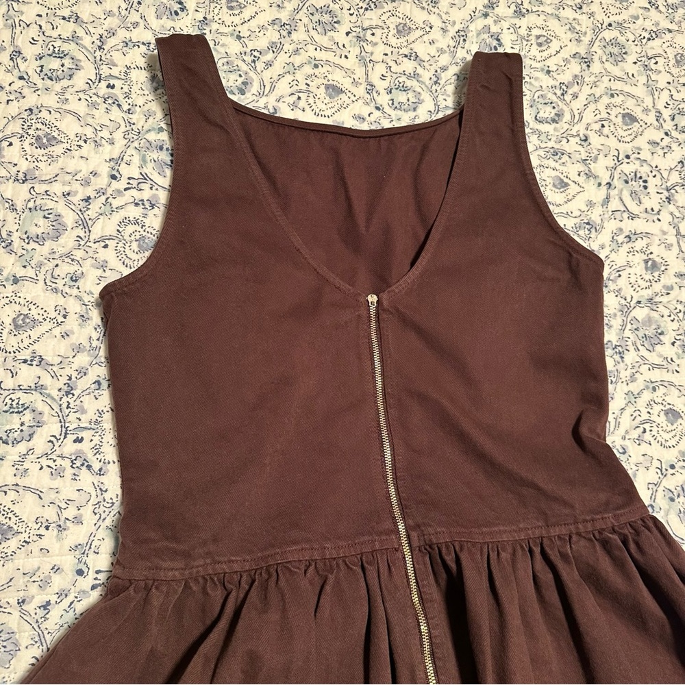 WAYF Amelia Denim Midi Dress Brown Women’s Medium 🤎 - Picture 9 of 11